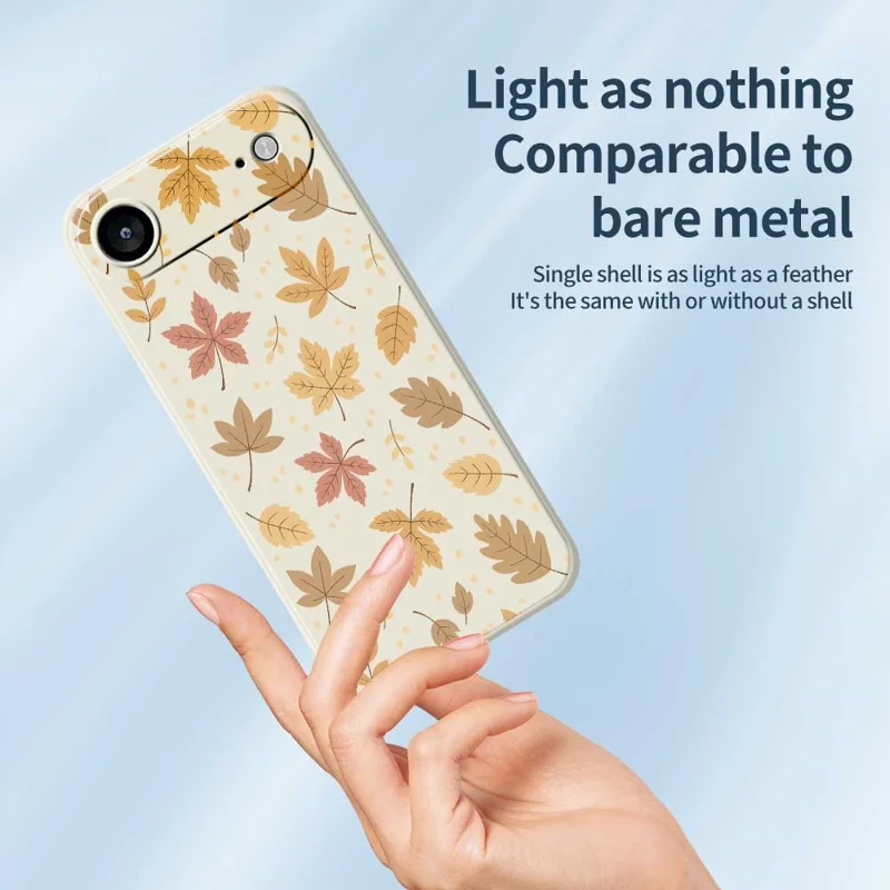 For iPhone Air Case Leaves Pattern Printing Straight Edge TPU Phone Back Cover - Beige