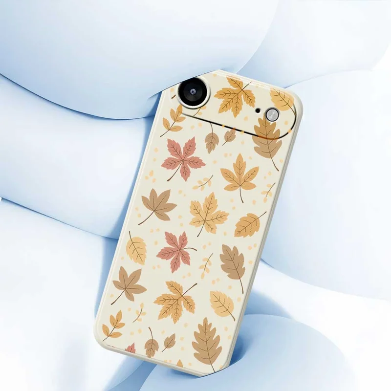 For iPhone Air Case Leaves Pattern Printing Straight Edge TPU Phone Back Cover - Beige