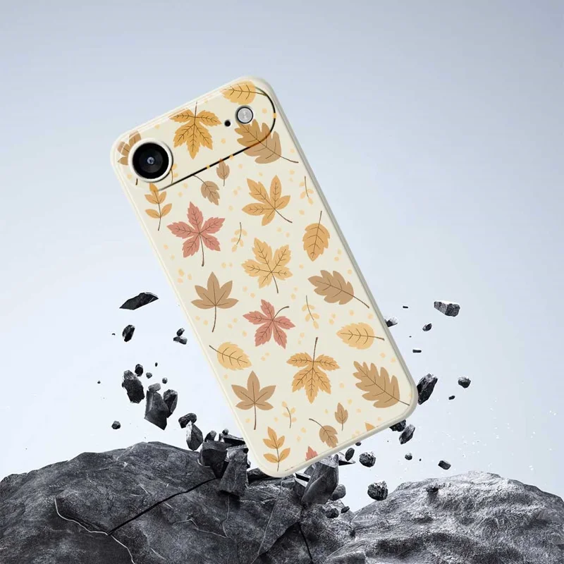 For iPhone Air Case Leaves Pattern Printing Straight Edge TPU Phone Back Cover - Beige