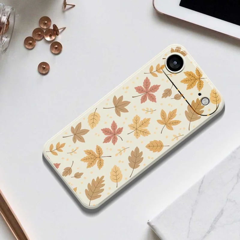 For iPhone Air Case Leaves Pattern Printing Straight Edge TPU Phone Back Cover - Beige