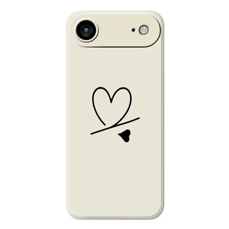 For iPhone Air Case Black Love Pattern Printing Straight Edge TPU Phone Back Cover - Beige