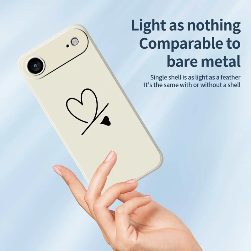 For iPhone Air Case Black Love Pattern Printing Straight Edge TPU Phone Back Cover - Beige