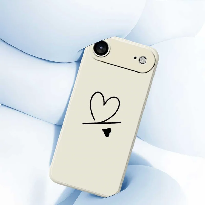 For iPhone Air Case Black Love Pattern Printing Straight Edge TPU Phone Back Cover - Beige