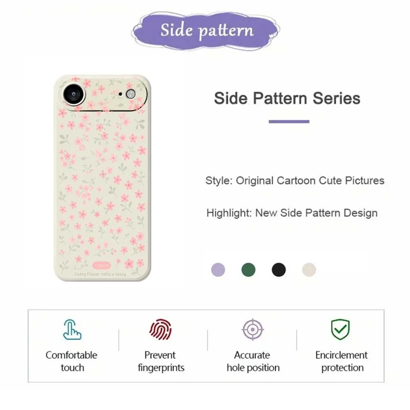 For iPhone 17 Air Case Pink Small Flowers Pattern Printing Straight Edge TPU Phone Back Cover - Beige