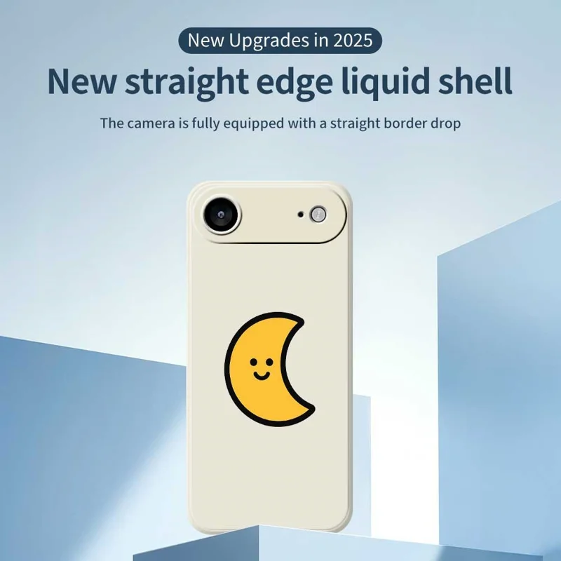 For iPhone 17 Air Case Yellow Moon Pattern Printing Straight Edge TPU Phone Back Cover - Beige