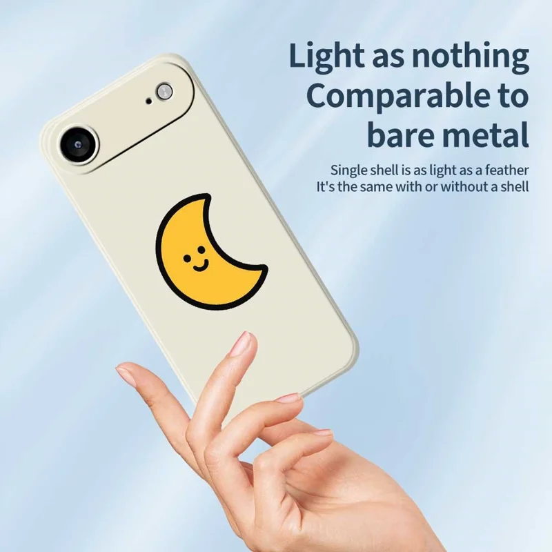 For iPhone 17 Air Case Yellow Moon Pattern Printing Straight Edge TPU Phone Back Cover - Beige