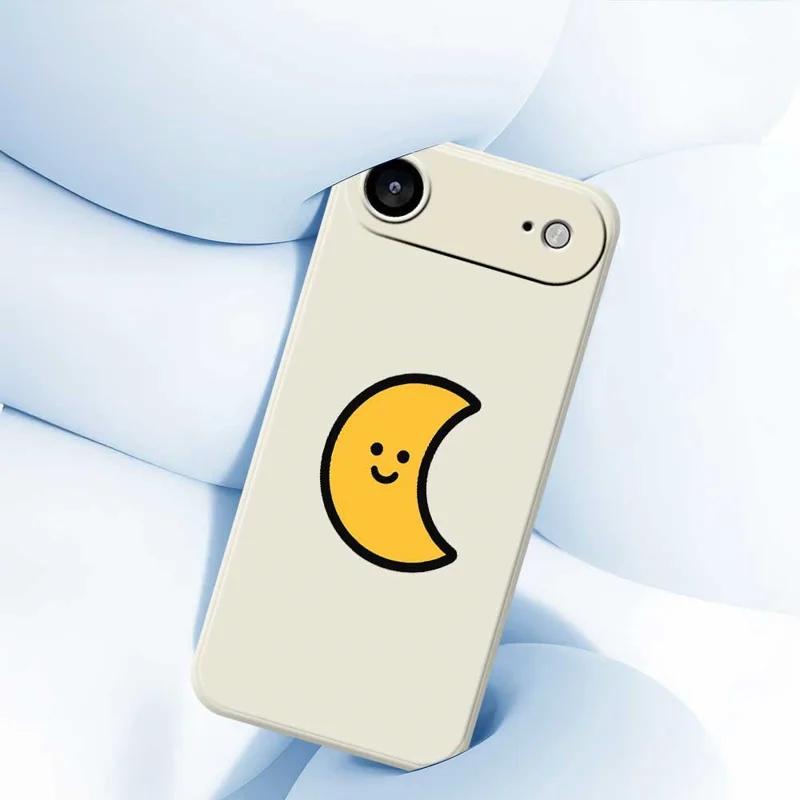 For iPhone 17 Air Case Yellow Moon Pattern Printing Straight Edge TPU Phone Back Cover - Beige