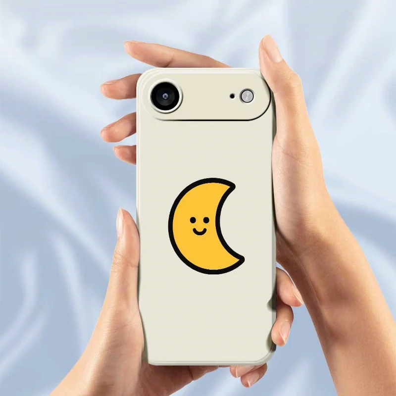 For iPhone 17 Air Case Yellow Moon Pattern Printing Straight Edge TPU Phone Back Cover - Beige