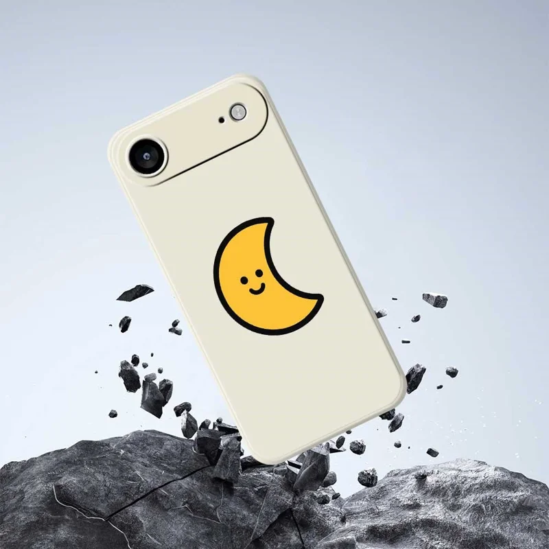 For iPhone 17 Air Case Yellow Moon Pattern Printing Straight Edge TPU Phone Back Cover - Beige
