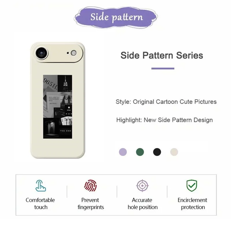 For iPhone Air Case Stitching Photos Pattern Printing Straight Edge TPU Phone Back Cover - Purple