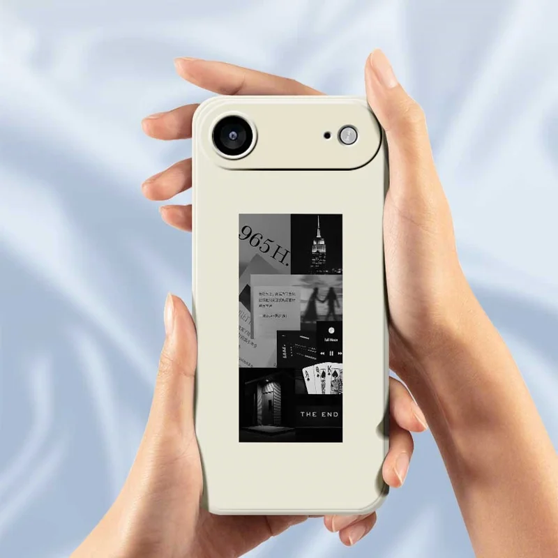 For iPhone Air Case Stitching Photos Pattern Printing Straight Edge TPU Phone Back Cover - Purple