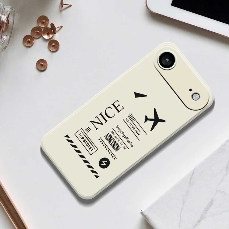 Для iPhone 17 Air Case Посадочный билет Узор печати Прямые края ТПУ Задняя крышка телефона - Бежевый