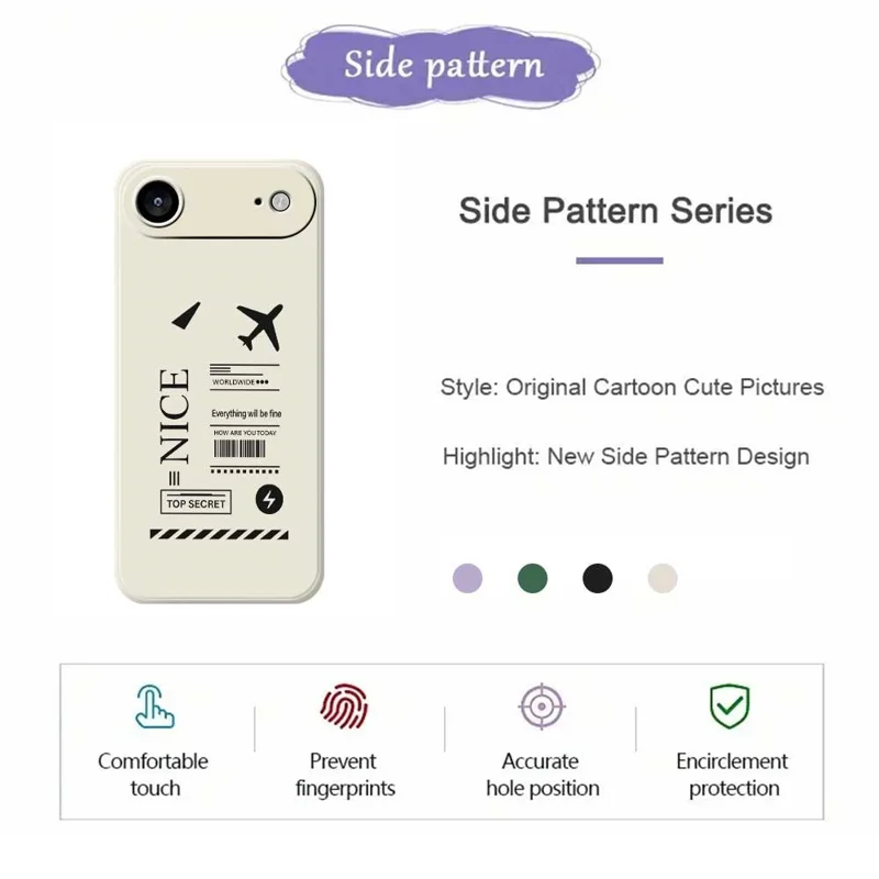 For iPhone Air Case Boarding Ticket Pattern Printing Straight Edge TPU Phone Back Cover - Black