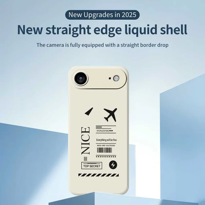 For iPhone Air Case Boarding Ticket Pattern Printing Straight Edge TPU Phone Back Cover - Black