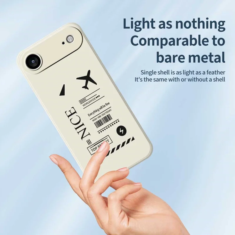 For iPhone Air Case Boarding Ticket Pattern Printing Straight Edge TPU Phone Back Cover - Black