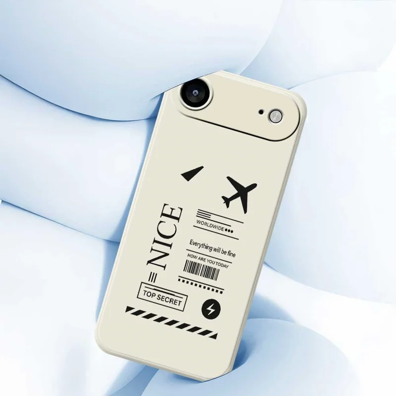 For iPhone Air Case Boarding Ticket Pattern Printing Straight Edge TPU Phone Back Cover - Black