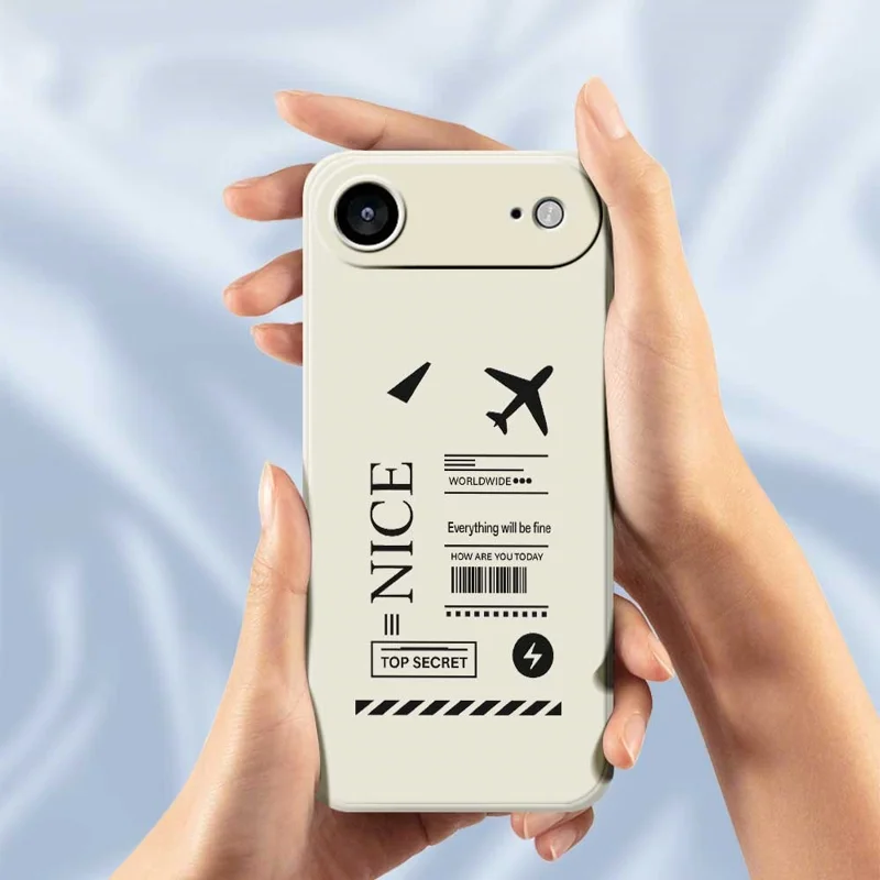 For iPhone Air Case Boarding Ticket Pattern Printing Straight Edge TPU Phone Back Cover - Black