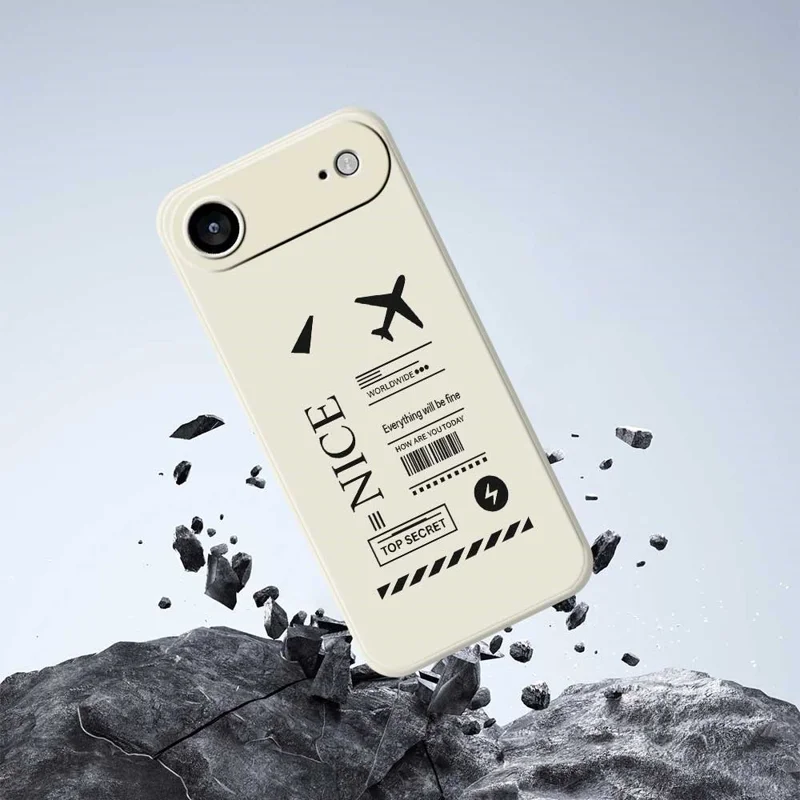 For iPhone Air Case Boarding Ticket Pattern Printing Straight Edge TPU Phone Back Cover - Black