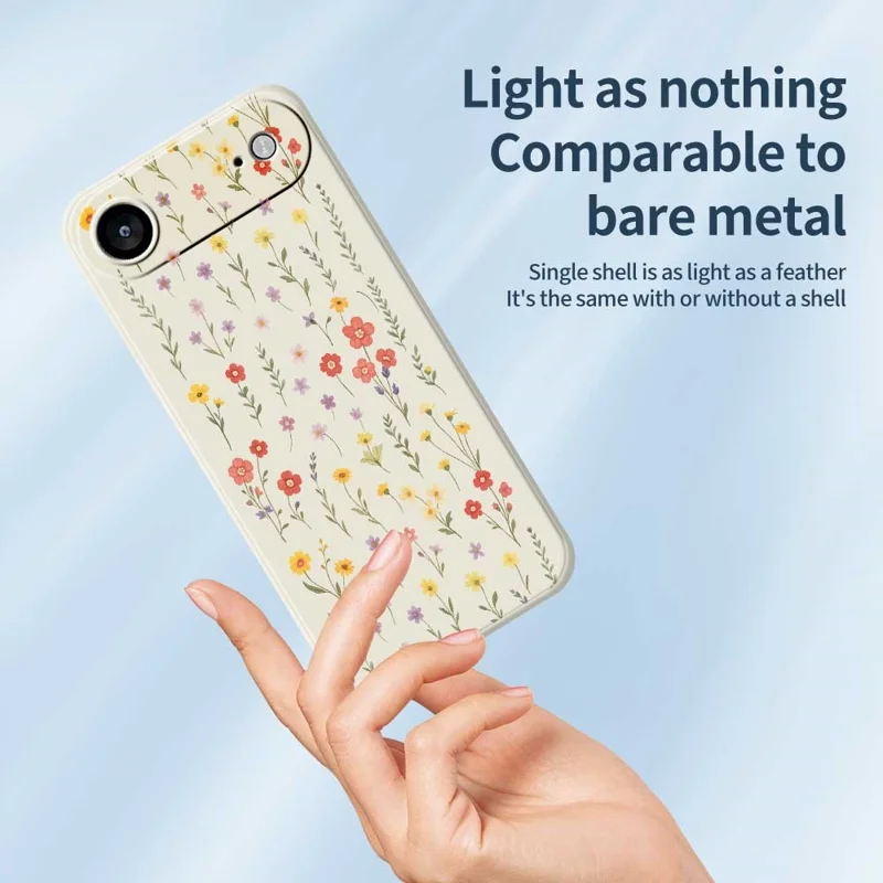 TPU-hoesje voor iPhone Air met bloemen- en grassenpatroon Rechte rand TPU-telefoonhoesje - Beige