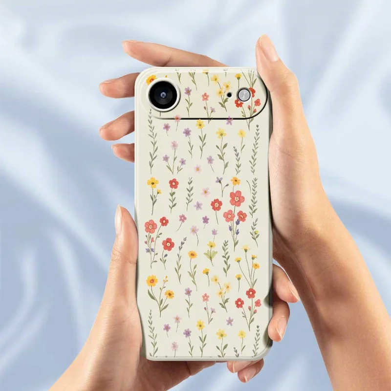 TPU-hoesje voor iPhone Air met bloemen- en grassenpatroon Rechte rand TPU-telefoonhoesje - Beige