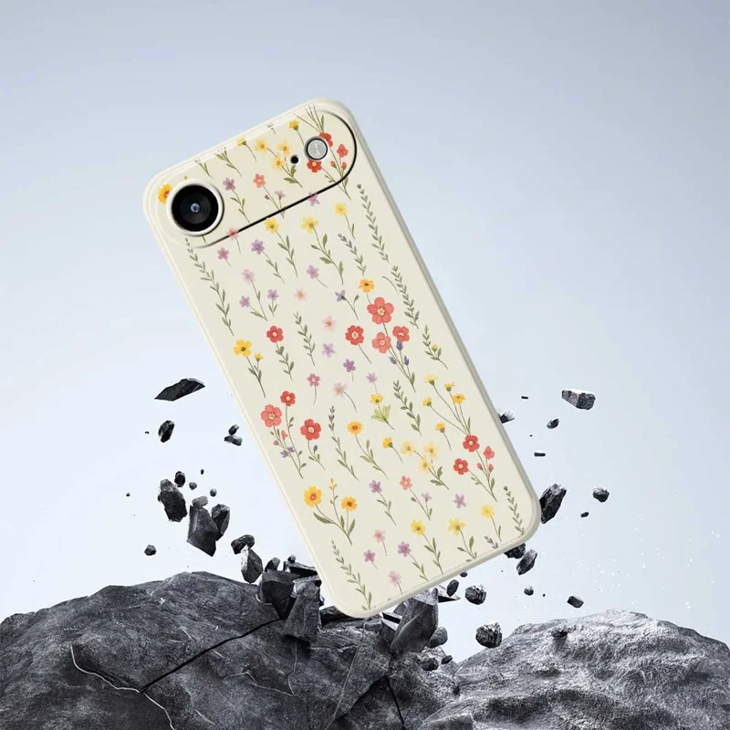 TPU-hoesje voor iPhone Air met bloemen- en grassenpatroon Rechte rand TPU-telefoonhoesje - Beige