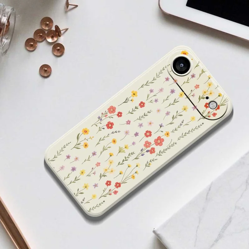 TPU-hoesje voor iPhone Air met bloemen- en grassenpatroon Rechte rand TPU-telefoonhoesje - Beige