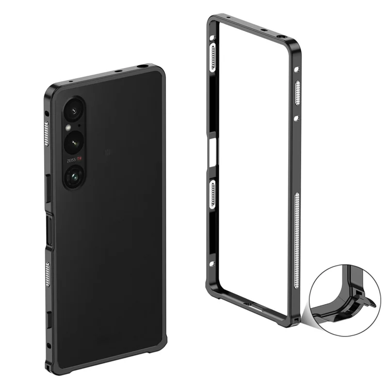 Für Sony Xperia 1 VI Bumper-Hüllen Metallrahmen Wärmeableitung Abdeckung - Schwarz
