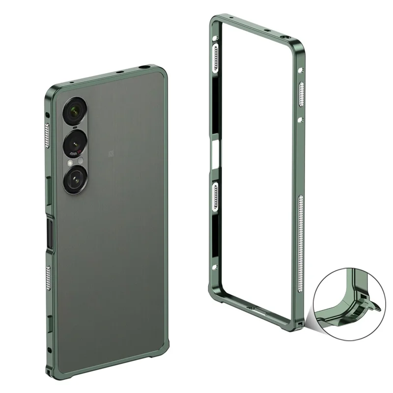 Obudowa typu bumper do Sony Xperia 1 VII, ramka metalowa z funkcją odprowadzania ciepła - Zielona