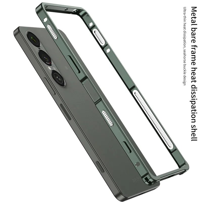 Obudowa typu bumper do Sony Xperia 1 VII, ramka metalowa z funkcją odprowadzania ciepła - Zielona