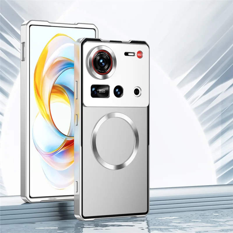 For ZTE nubia Z70 Ultra 5G Magnetic Case Hard PC Metal Frame Frosted Phone Back Cover - Silver