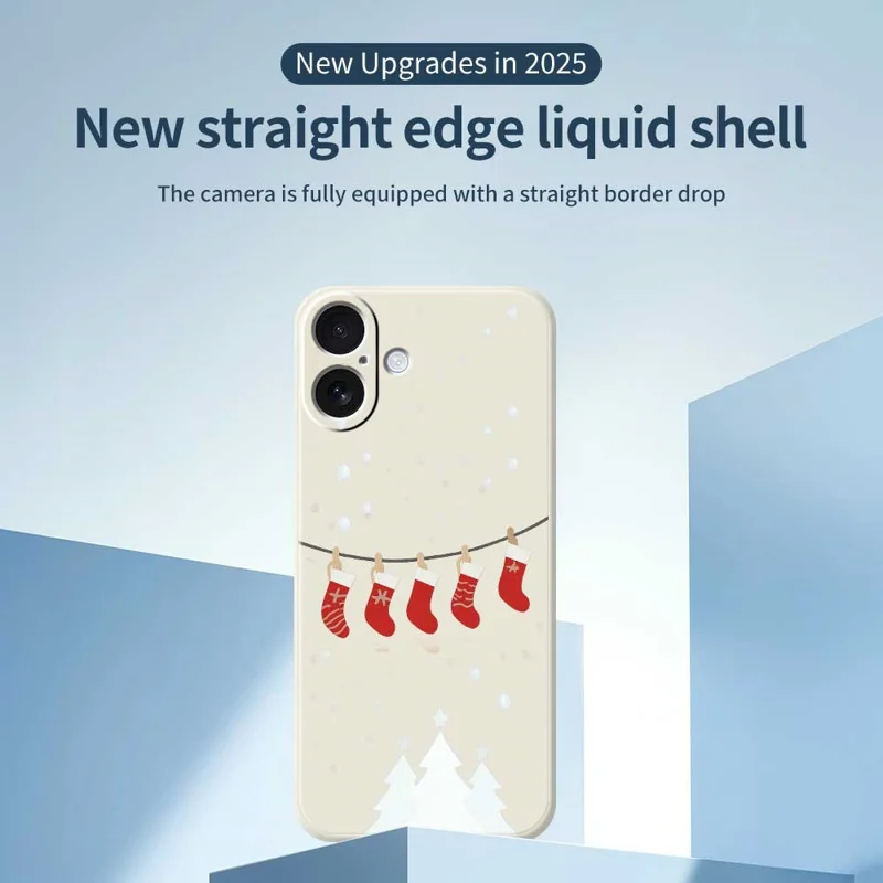 For iPhone 17 Hoesje met Kerst Socken Patroon Printing Rechte Rand TPU Telefoon Achterkant - Groen