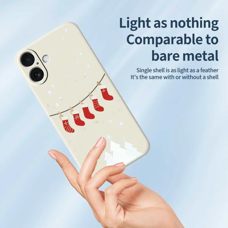 For iPhone 17 Hoesje met Kerst Socken Patroon Printing Rechte Rand TPU Telefoon Achterkant - Groen