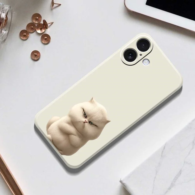 Handyhülle für iPhone 17 mit wütender Katze - Beige TPU Rückseite mit Muster