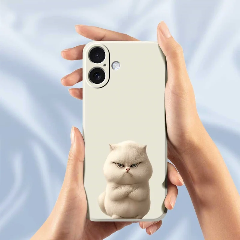 Handyhülle für iPhone 17 mit wütender Katze - Beige TPU Rückseite mit Muster