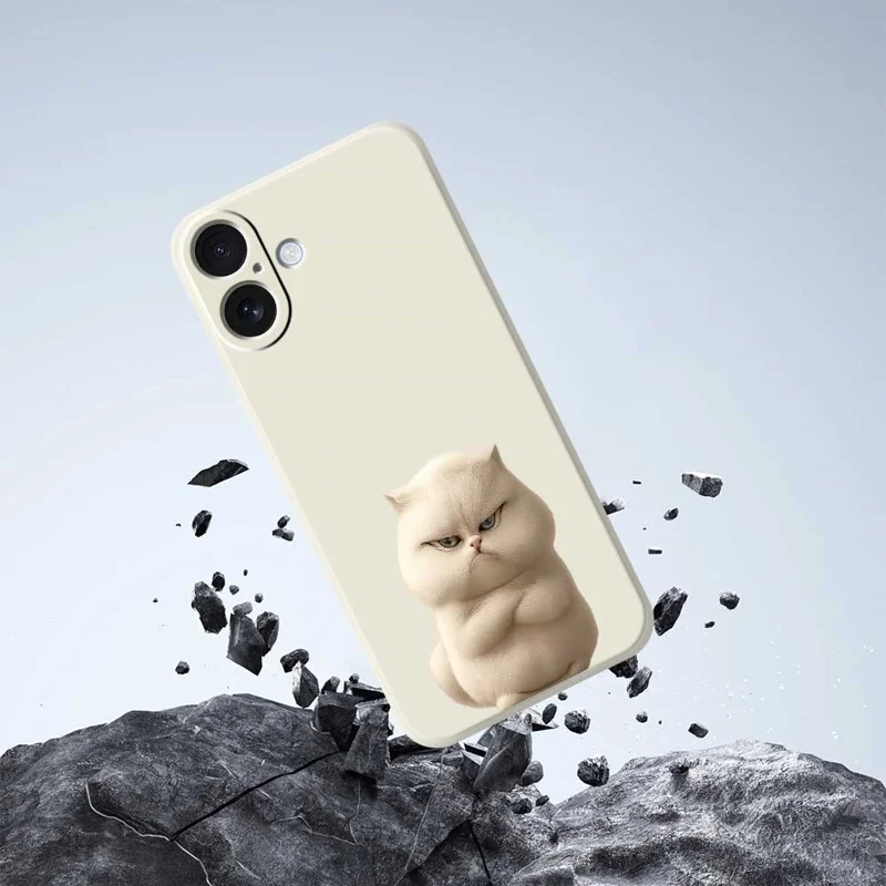 Handyhülle für iPhone 17 mit wütender Katze - Beige TPU Rückseite mit Muster
