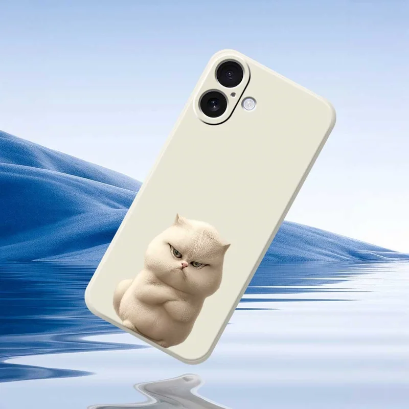 Handyhülle für iPhone 17 mit wütender Katze - Beige TPU Rückseite mit Muster
