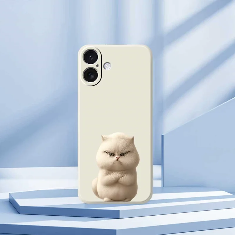 Handyhülle für iPhone 17 mit wütender Katze - Beige TPU Rückseite mit Muster