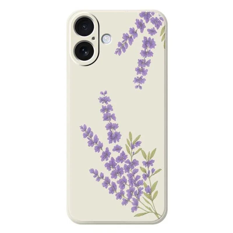 For iPhone 17 Case Lavender Pattern Printing Straight Edge TPU Phone Back Cover - Beige