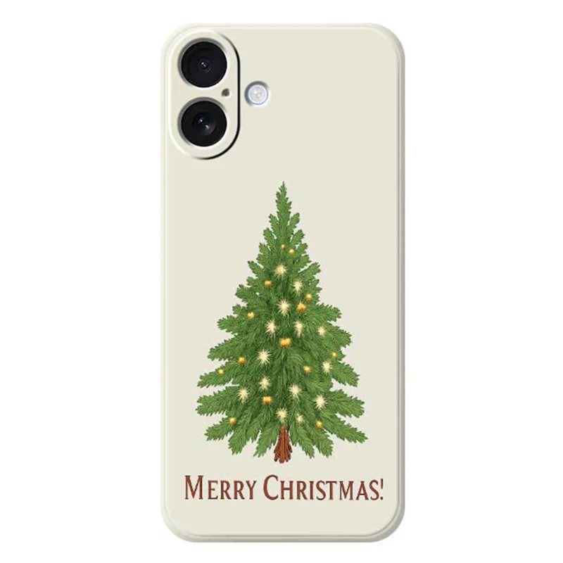 For iPhone 17 Case Christmas Tree Pattern Printing Straight Edge TPU Phone Back Cover - Beige