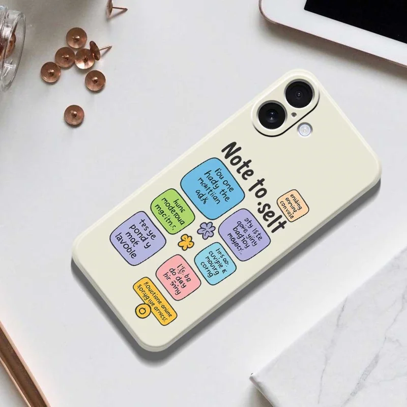 For iPhone 17 Case Colored Sticky Notes Pattern Printing Straight Edge TPU Phone Back Cover - Beige