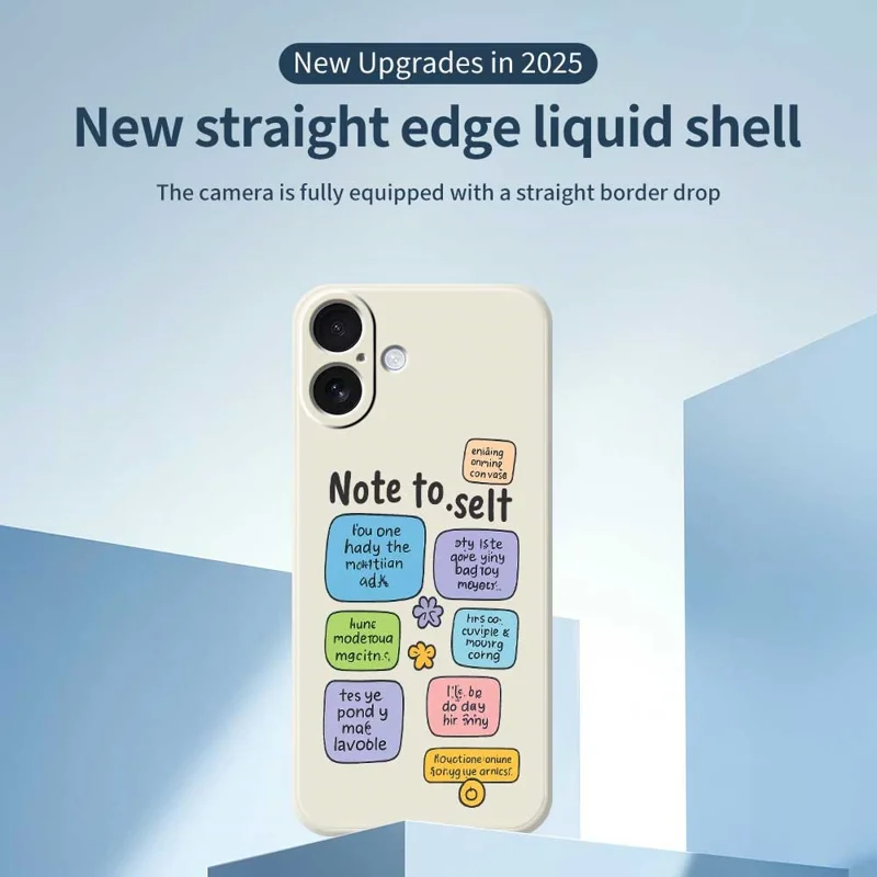 For iPhone 17 Case Colored Sticky Notes Pattern Printing Straight Edge TPU Phone Back Cover - Beige