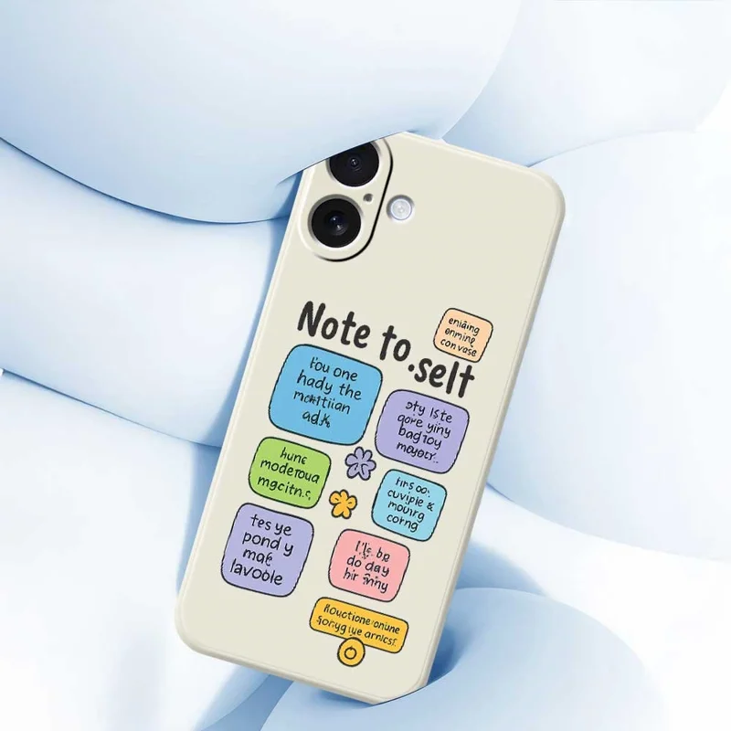 For iPhone 17 Case Colored Sticky Notes Pattern Printing Straight Edge TPU Phone Back Cover - Beige