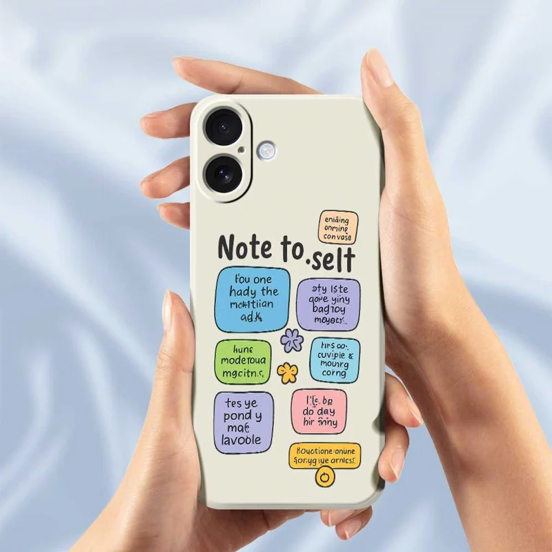 For iPhone 17 Case Colored Sticky Notes Pattern Printing Straight Edge TPU Phone Back Cover - Beige