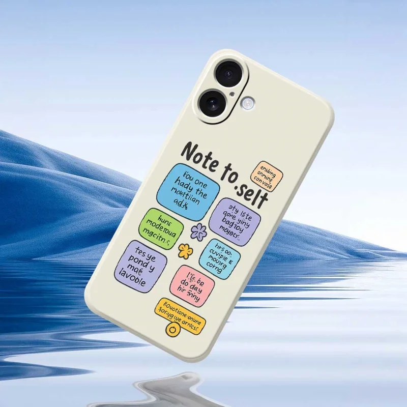 For iPhone 17 Case Colored Sticky Notes Pattern Printing Straight Edge TPU Phone Back Cover - Beige