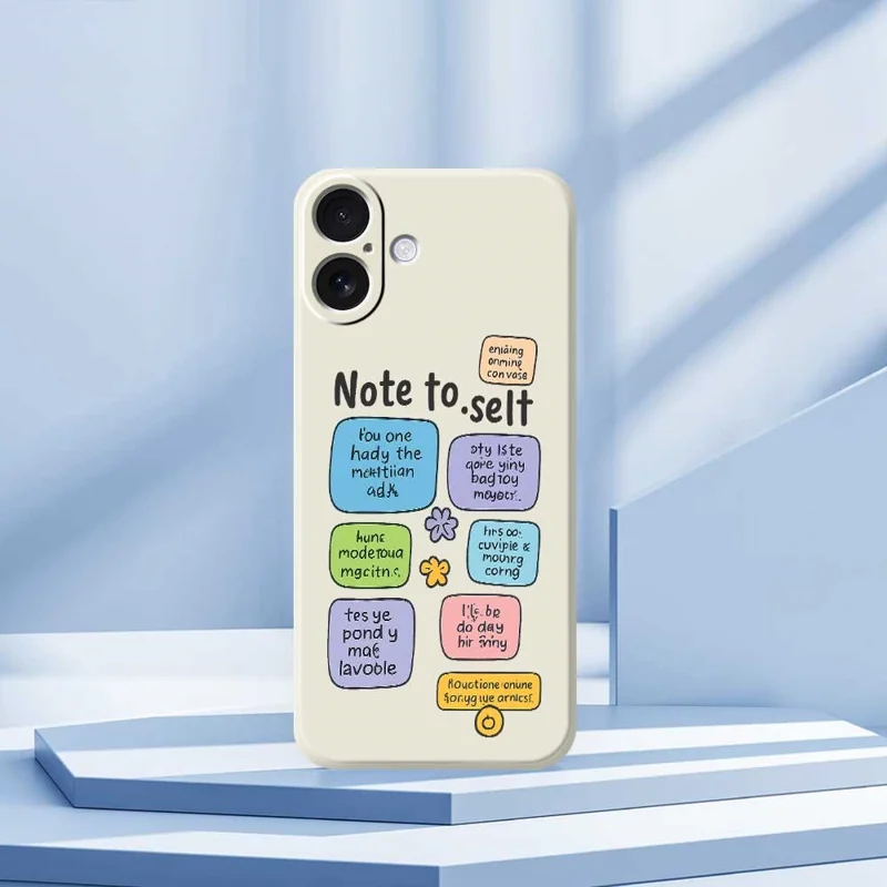 For iPhone 17 Case Colored Sticky Notes Pattern Printing Straight Edge TPU Phone Back Cover - Beige