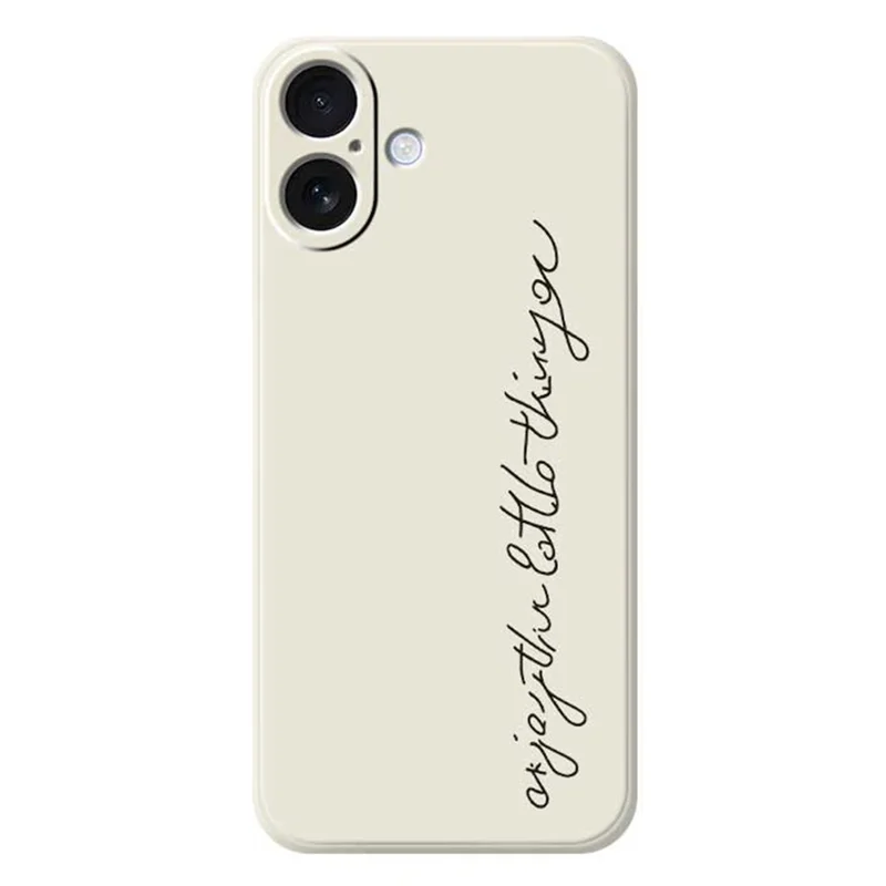 For iPhone 17 Case WordArt Pattern Printing Straight Edge TPU Phone Back Cover - Beige