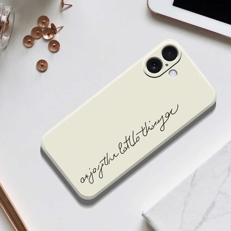 For iPhone 17 Case WordArt Pattern Printing Straight Edge TPU Phone Back Cover - Beige