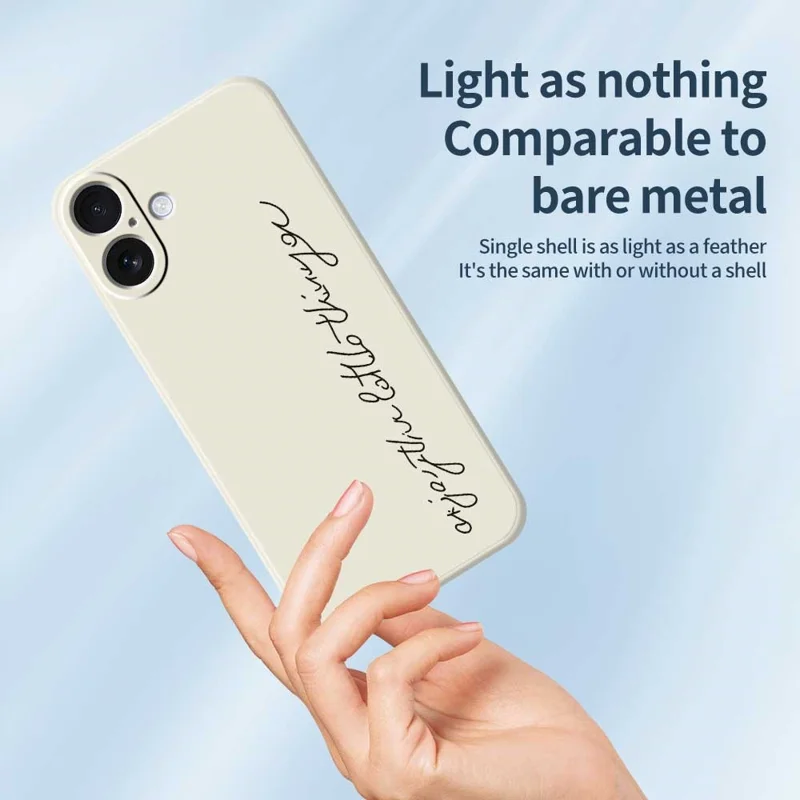 For iPhone 17 Case WordArt Pattern Printing Straight Edge TPU Phone Back Cover - Beige