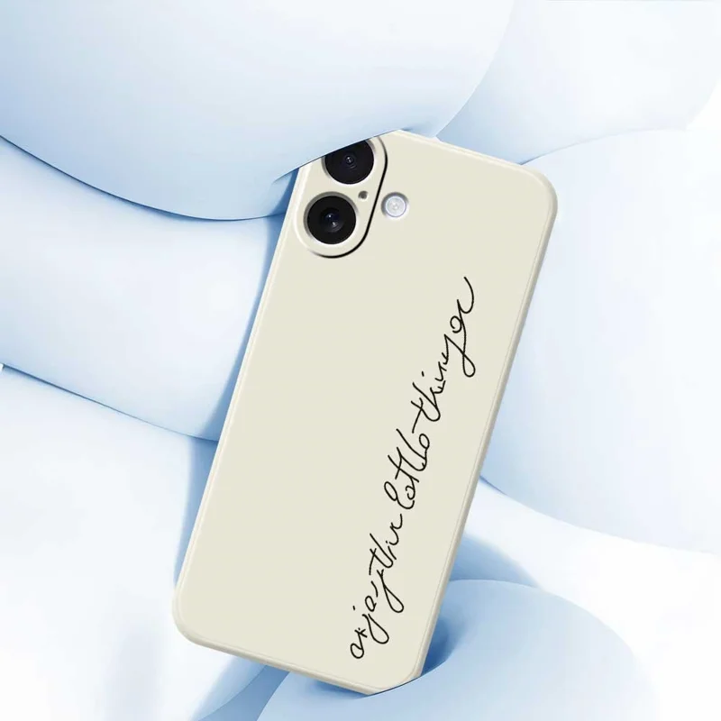 For iPhone 17 Case WordArt Pattern Printing Straight Edge TPU Phone Back Cover - Beige