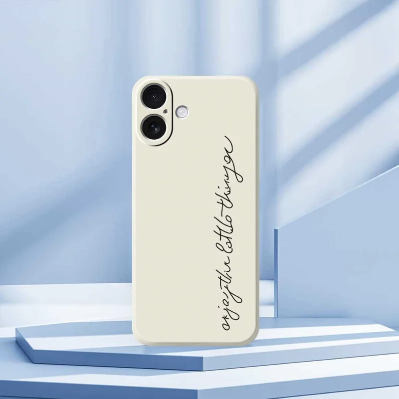 For iPhone 17 Case WordArt Pattern Printing Straight Edge TPU Phone Back Cover - Beige